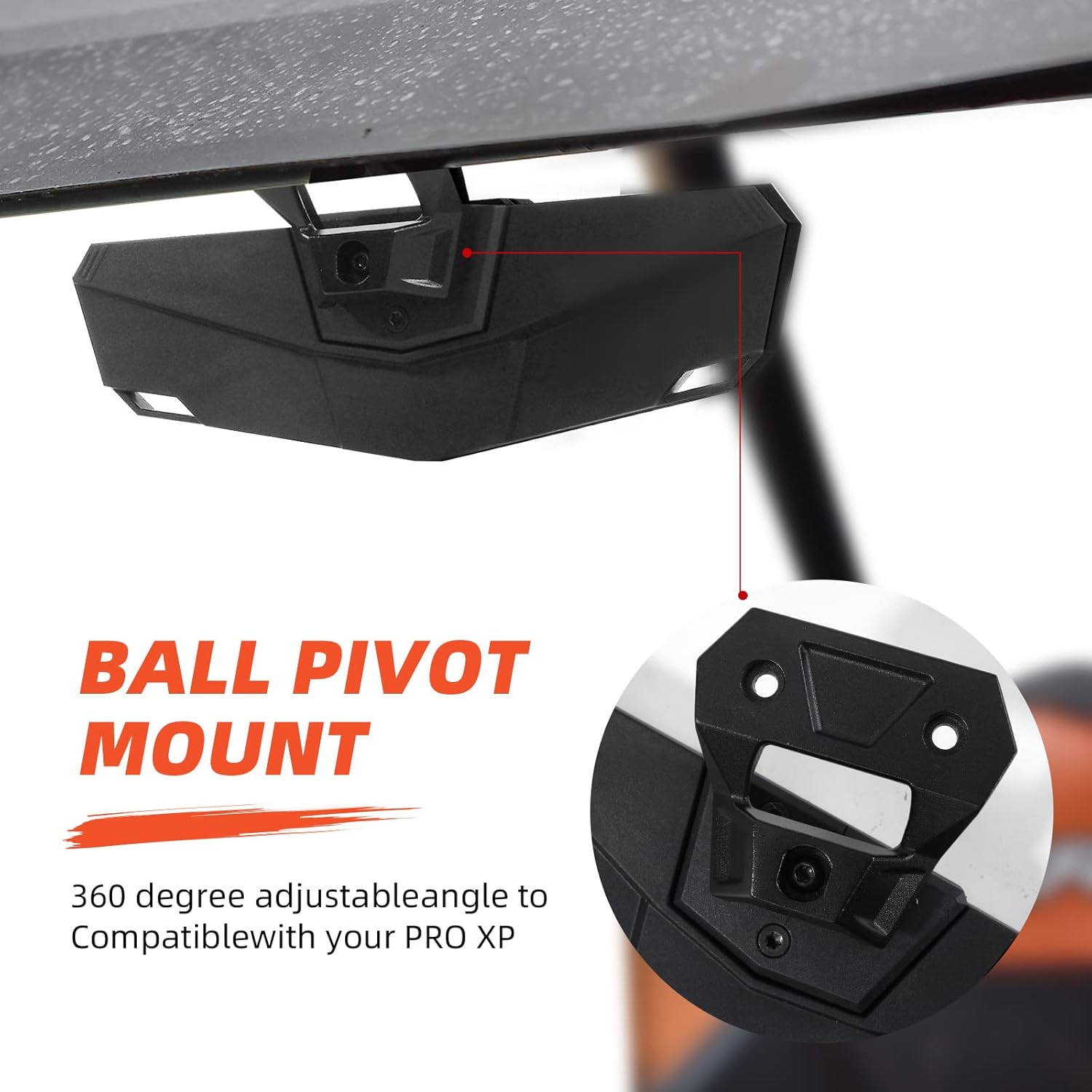 RZR PRO XP Rear View Mirror, UTV Center Race Convex Rear View Mirror for PRO XP/PRO XP4, Turbo R /4 2020 2021 2022 2023 2024, High-Definition Rearview Mirror - Image 2