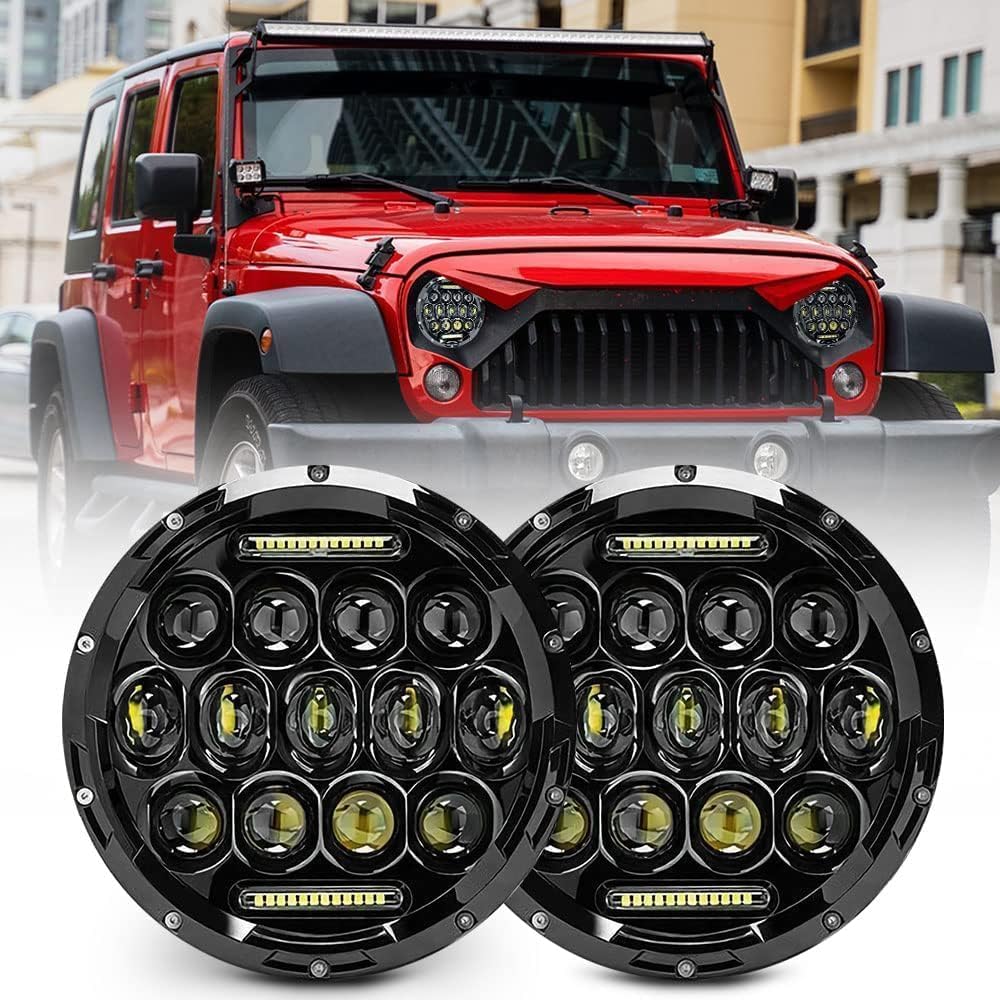 Upgraded NEW 2000% Bright Jeep wrangler headlights(Black)+JK Tail Lights (Smoke) LED lights for Jeep Wrangler JK/TJ/LJ 1997-2020(headlights), Jeep Wrangler JK JKU 2007-2018(taillights) - Image 2
